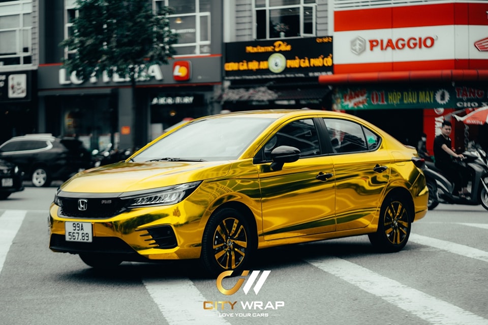 Honda City dán decal đổi màu Gold Chrome độc nhất Việt Nam 14 Siêu phẩm Honda CIty dán đổi màu Gold Chrome