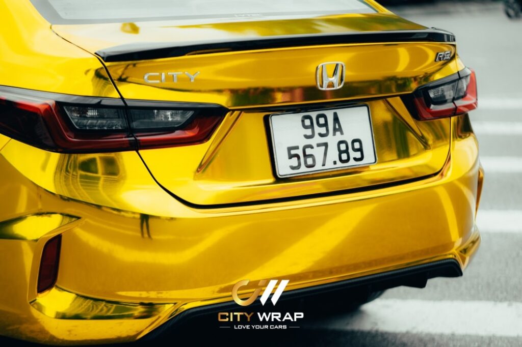 Honda City dán decal đổi màu Gold Chrome độc nhất Việt Nam 20 Các chi tiết dán decal đổi màu được hoàn thiện ở múc độ cao nhất